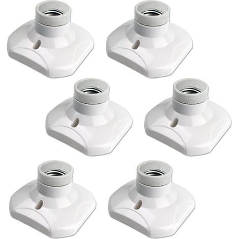 Ciel-Lot de 6 Douille Plafond E27 à Visser AC 220-240V, Support Douille pour Ampoule LED,Base Plafonnier Culot E27 NPTERBL (1/5)