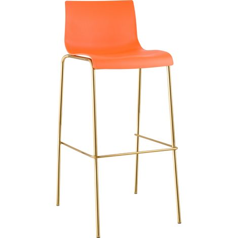 Barhocker Hover Kunststoff Vierfußgestell Gold orange