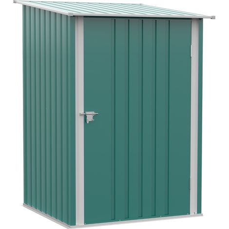 Casetta da giardino in metallo 100 x 103 x 160 cm verde con porta con serratura e tetto spiovente (1/5)