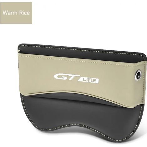 Pochettes de rangement pour l'espace entre les sièges auto (beige) en cuir pour Peugeot GT-Line 508, 5008, 3008, 208 et 308 (accessoires auto) (1/5)