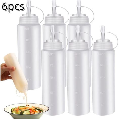 Lot de 6 flacons souples – 240 ml – Ketchup, moutarde, sauces – Bouchon à vis – Dosage précis (1/5)