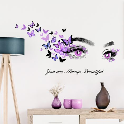 BRAVIX Un lot de Stickers muraux yeux papillons jolis Decoration murale pour salon chambre