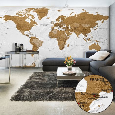 Fotomurale adesivo - World Map: White Oceans II - 490x280 (1/4)