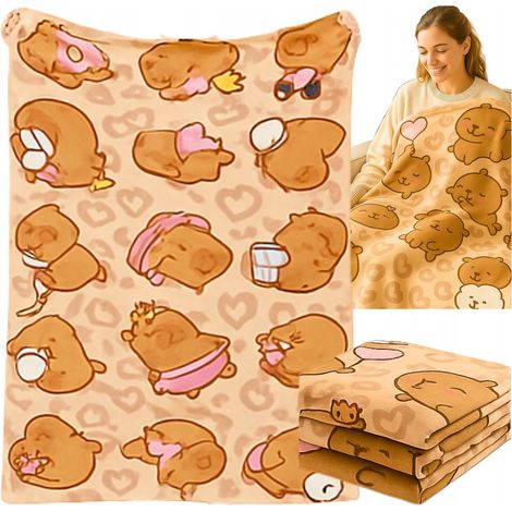 Capybara Couverture Hiver Chaud Polaire Capybara Jeté 130x150 (1/5)