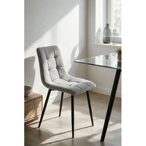 Sillas Comedor - Silla Stuhl Tela - Gris claro (1/5)