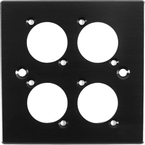 Plaque Murale Aluminium 4 Trous Série D - Compatible Neutrik HDMI USB RJ45 - Noir 86x86mm