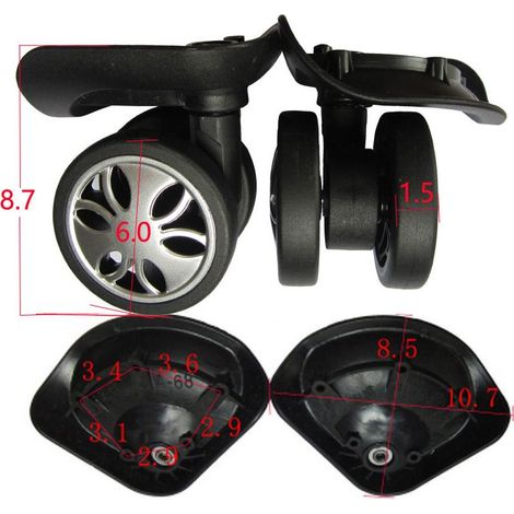 Roues de remplacement pour valise A68 Grande Taille, roues doubles pivotantes résistantes pour bagages et sacs de voyage (1/5)