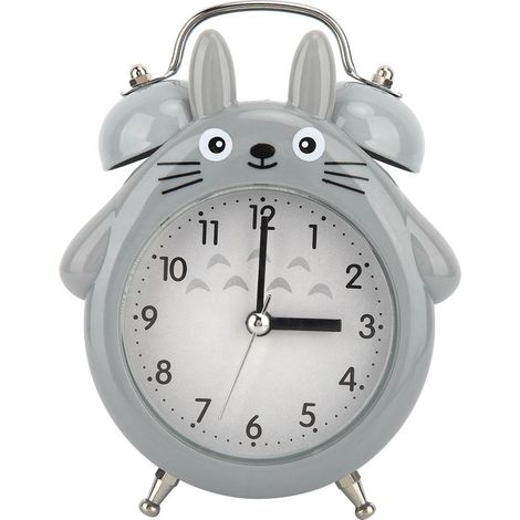Réveil Luminieux Totoro Double Sonnerie, Horloge de Chevet Grise (1/5)