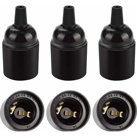 [JAMAIS UTILISÉ]Douille E27 vintage noire, suspension rétro Edison, adaptateur de support de lampe en bakélite solide, parfait pour la décoration, l'industrie et le bricolage, lot de 6