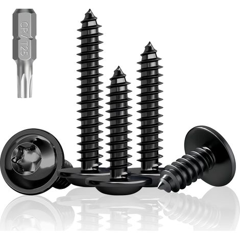 100 - Vis à bois - Vis Torx - Acier inoxydable A2 - Tête bombée noire pour panneaux acoustiques et menuiserie Intérieur Extérieur Noir M5 x 30 mm