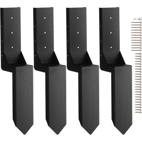 Reparaturset für Zaunpfostenanker 4er-Pack Innendurchmesser 8,9 x 8,9 cm Stützpfosten aus Stahl für Zaunpfosten Anker-Erdspieß zur Reparatur von geneigten gebrochenen Holzzaunpfosten Umhüllung (1/5)