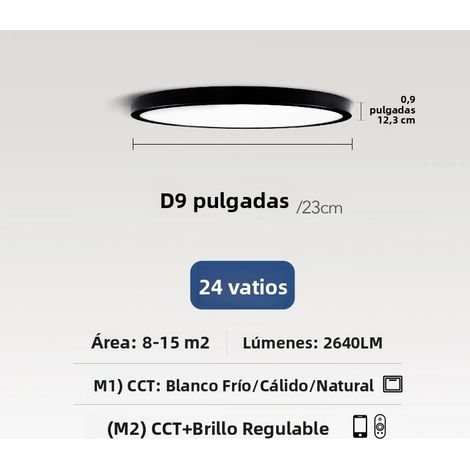 Plafonnier LED intelligent (noir, 23 cm, 24 W), contrôlable à distance via une application. (1/5)