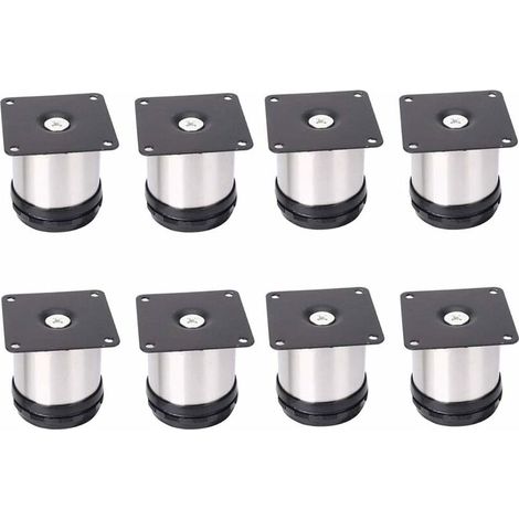 Patas para muebles de acero inoxidable ajustables de 8 piezas, altura ajustable de 50 mm, patas gruesas para muebles, patas de mesa, patas para muebles, acero inoxidable cepillado, altura ajustable de