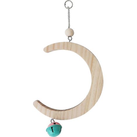 Balançoire, perchoir, support, hamac en forme de lune, horloge suspendue, cage à oiseaux en bois pour animaux de compagnie (1/5)