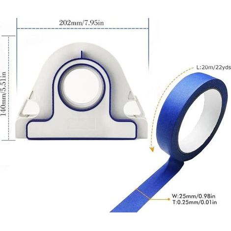 Applicateur de ruban de masquage – Dévidoir professionnel avec lame de coupe – Kit applicateur pour ruban de peintre avec 5 rouleaux – Pour peinture et décoration murale (1/3)