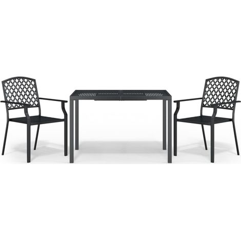 Maison Exclusive - 3-tlg. Garten-Essgruppe Anthrazit Stahl (1/5)