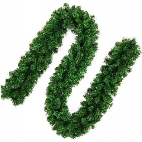 Guirlande sapin 270cm verte - Déco de Noël extérieur intérieur - Couronne lumineuse style américain (270 branches) (1/5)