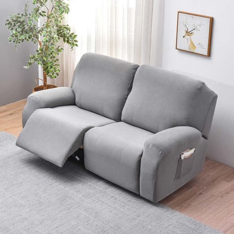 Housse extensible pour canapé inclinable, housse universelle avec poches pour canapé inclinable 2 places, housse lavable, ensemble de 6 pièces pour fauteuil inclinable électrique avec fonction massage (1/5)