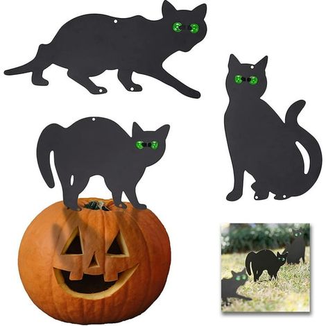 Scare Cats - Statues de chat noir pour décoration de cour extérieure - Chat en métal à contrôle humain
