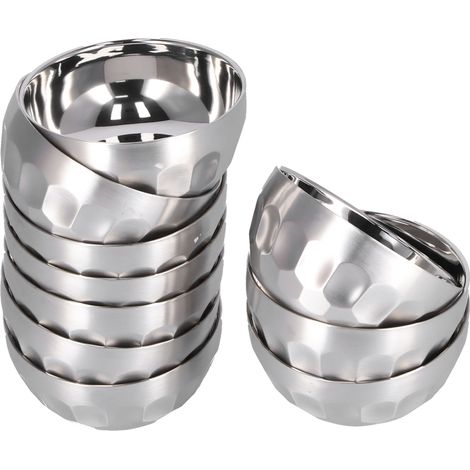 Ensemble de 10 bols à soupe à double paroi en acier inoxydable  Réutilisables et compatibles lave-vaisselle  Idéaux pour les salades, les soupes et plus encore  Parfaits pour la maison, la cuisine et  (1/5)
