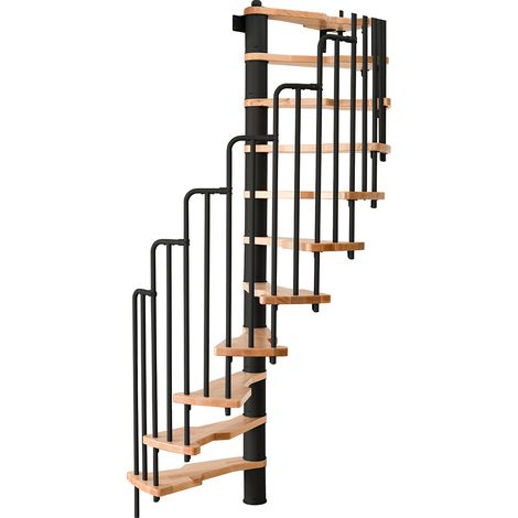 Minka Spindeltreppe Metallica 38 - 305,5cm Geschosshöhe Buche Schwarz