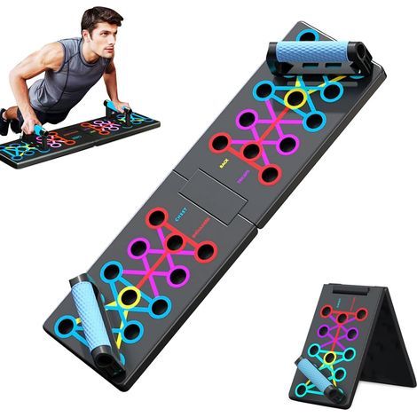 Multifunctioneel push-upboard, opvouwbaar, push-up-board met siliconen handgrepen, vloersteun met antislip onderkant, voor spiertraining, fitness, draagbaar trainingsbord (1/5)