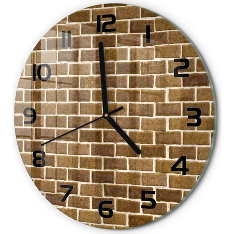 Horloge Murale Ronde Art Déco en Verre Silencieuse Décoration Intérieure Mur de briques fi 30 cm (1/5)