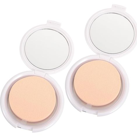 2-Piece Round Compact Powder Box with Mirror and Magnetic Opening, White Plastic, Practical Travel and Toiletry Bag Storage Case (1/5)