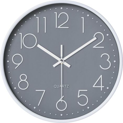 Horloge murale silencieuse sans tic-tac, petite horloge murale de 20,3 cm, fonctionne à piles, horloge murale ronde décorative moderne pour bureau, maison, salle de bain, cuisine, chambre, école (1/5)