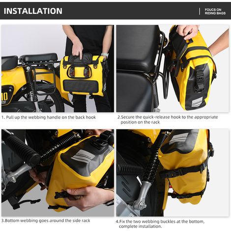 Rhinowalk Wasserdichte Motorrad-Satteltasche, Schnellverschluss-Gepäcksystem, großes 15-Liter-Seitenfach mit herausnehmbarer Innentasche (1/5)