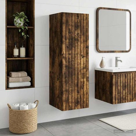 vidaXL Mobiletto da Bagno a Muro Rovere Fumo 33 x 34,5 x 60 cm