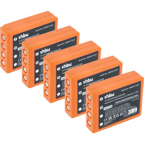vhbw 5x Batterie compatible avec HBC Radiomatic Vector Pro opérateur télécommande industrielle (2000mAh, 3,6V, NiMH)