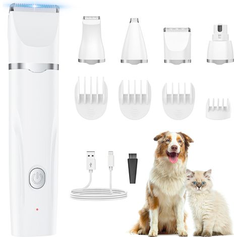 Set per la toelettatura dei cani - tosatrice per animali domestici silenziosa tutto in uno - affilatore per unghie - e rasoio - Per cani - zampe di gatti - occhi - orecchie - e muso con pelo annodato (1/5)