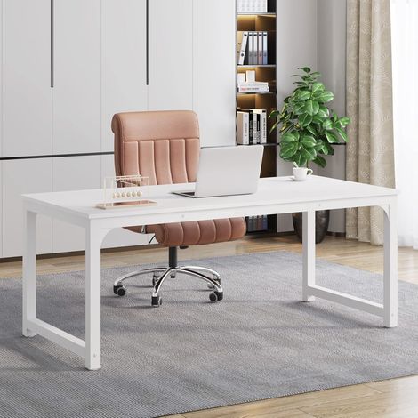 Tribesigns Mesa Escritorio, Escritorio de Estudio para Oficina en casa, Escritorios de Estilo Moderno para Dormitorio, Montaje Sencillo (160 x 80 x75 cm, White)