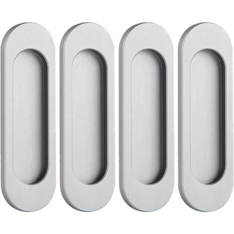 Set mit 4 selbstklebenden, ovalen Schiebetürgriffen aus Aluminiumlegierung ohne Perforation für Scheunentore (1/4)