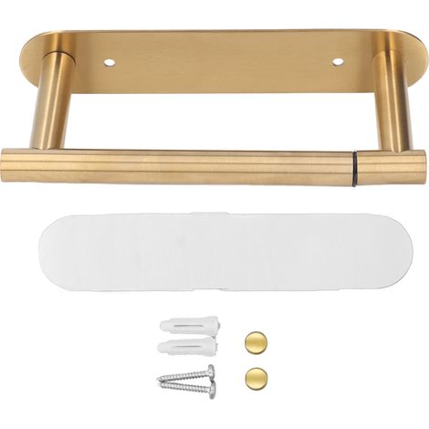 Porta rotolo di carta igienica multifunzionale in acciaio inox 304 antiruggine, da parete, con finitura titanio spazzolato, per cucina e bagno - 19x8 cm con 7 accessori (1/4)