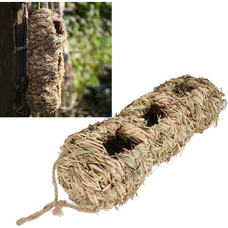 Nichoir suspendu en osier tressé à la main, avec 3 trous, décoration de jardin. Contactez le fournisseur pour les frais de livraison et l'emballage cartonné. (1/5)