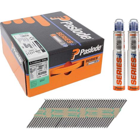 Paslode IM360Ci Nails & Fuel Cells Trade Pack Ring Shank Bright - 3.1 x 90/2CFC (1/3)