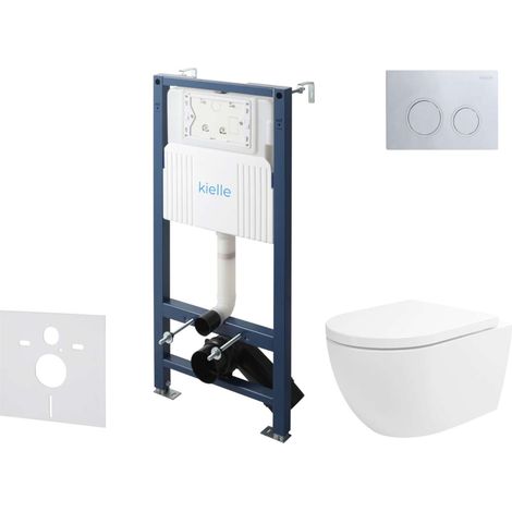 kielle Genesis New - Set di installazione pre-parete, WC Oudee, Vortex Rimless+, sedile softclose e pulsanti Gemini New II, cromo lucido 30528SS23 (1/5)