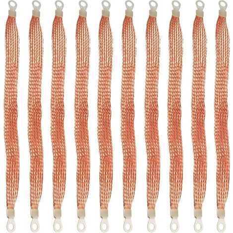 Lot de 10 sangles universelles de mise à la terre pour voiture, câble de terre robuste, sangle de terre tressée flexible pour pont, accessoires de mise à la terre, fil de mise à la terre, connexion de (1/5)