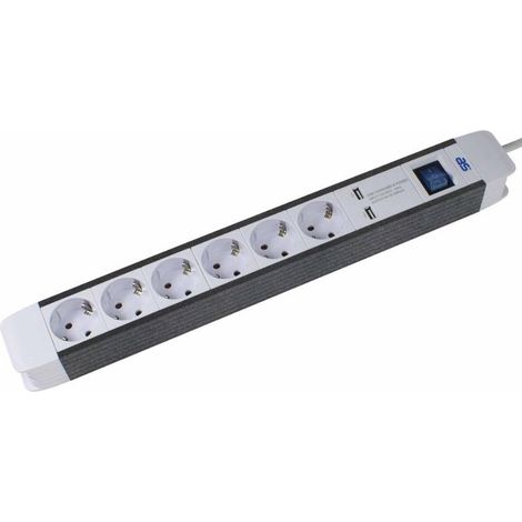 6-fach Steckdosenleiste FLASH 1,5m mit USB-Port H05VV-F IP20