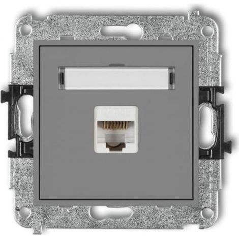 Mini prise murale simple pour ordinateur 1xRJ45 cat. 5e 8 broches gris mat 27MGK-1