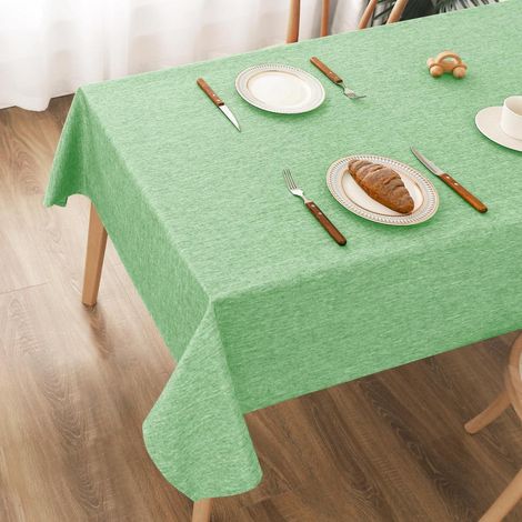 Abwaschbare Tischdecke Leinen-Optik 100x140cm, wasserabweisend, kratzfest, grasgrün