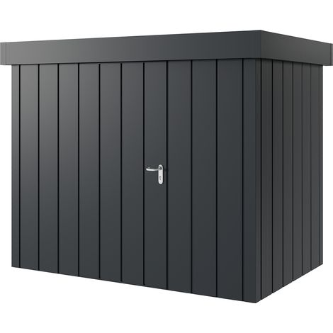 Hörmann Metall-Gerätehaus "Juno" mit Flachdach, JFD8 - Modern, 262 x 166 cm (B x T), anthrazit, 1-flüglige Tür, Anschlag links (1/5)