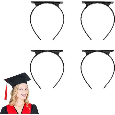 Diadema de 4 piezas - Accesorio para birrete de graduación - para estudiantes, graduados, ceremonias de graduación y fotos de graduación - Negro (1/5)