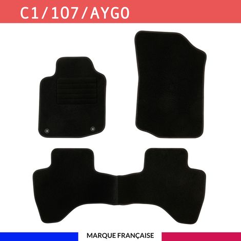 Tapis de voiture - Sur Mesure pour C1 / 107 / AYGO (2005 - 2014) - 3 pièces - Tapis de sol antidérapant pour automobile (1/4)