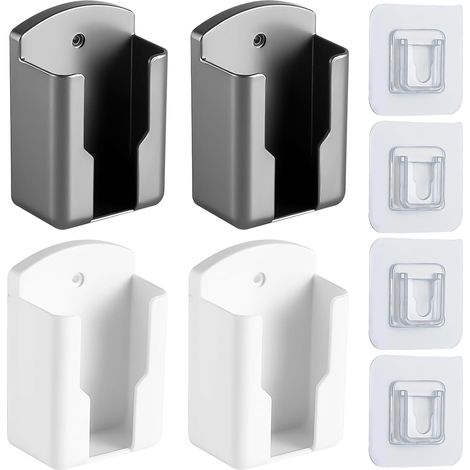 Lot de 4 Boîtes de Rangement Télécommande Autocollantes - Supports Muraux Plastique 2 Couleurs