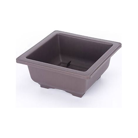 Pot de Culture pour Succulentes en Plastique Imitation Zisha Rectangulaire Épaissi Mat Brun avec Plateau Optionnel Grand Taille Carrée Modèle Bas -