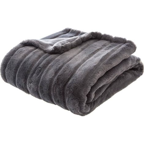 Plaid en fausse fourrure Manor 120 x 160 cm Gris foncé (1/5)