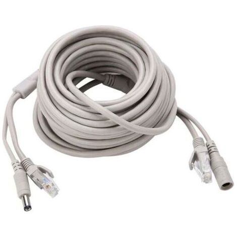 Connecteur D'alimentation Rj45 Dc 15M Câble de Vidéosurveillance Ethernet Rj45 Dc pour Caméras IP Système Nvr 10Mbps100Mbps (15M) Connecteur de Caméra de sécurité (1/4)